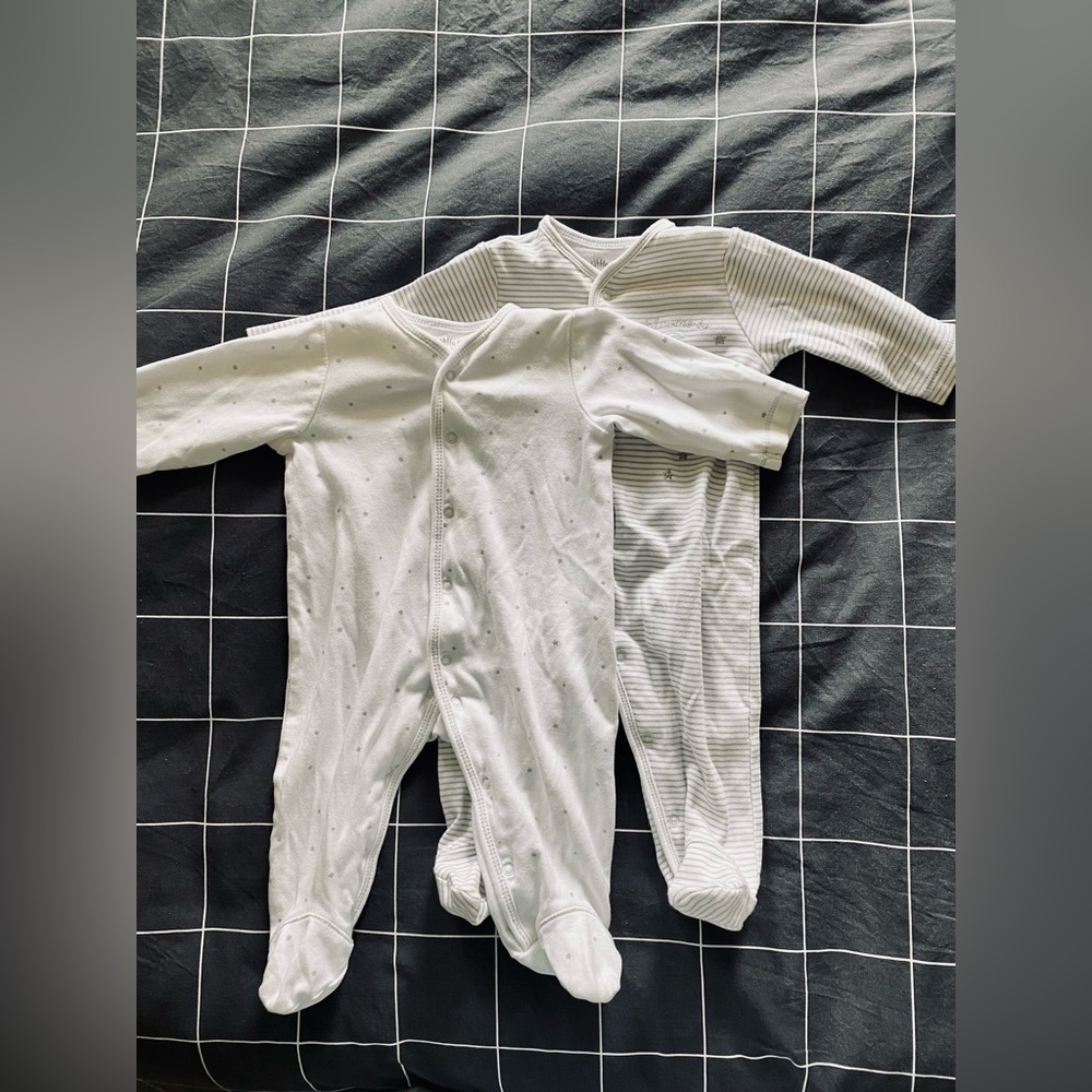 Little me long sleeve sleep and play baby suites, pack of 2